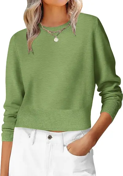 Damen-Langarmpullover, Cropped, Rundhalsausschnitt - 13