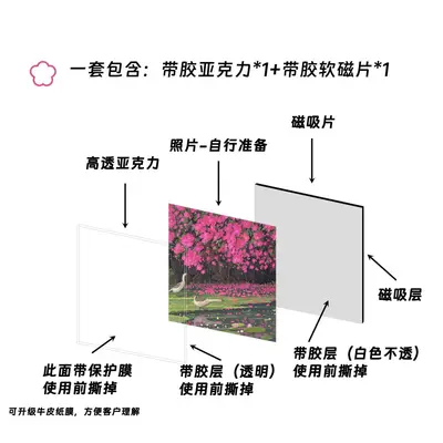 Transparent Acrylic Photo Fridge Magnets Set, Self-Adhesive