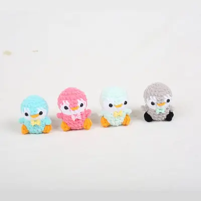 Handmade Knitted Little Penguin Keychain, Crocheted Wool Pendant