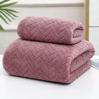 Çapraz Sınır Mercan Polar Kenarlı Banyo Havlusu Havlu Seti Toptan Otel Ev Kullanımı Kalın Hızlı Kuruyan Plaj Havlusu Genişletilmiş Havlu - 8