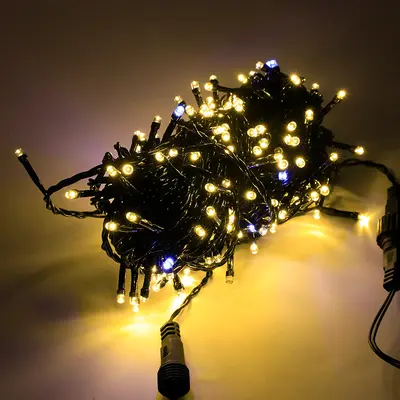 Black Cable Flashing LED String Lights, Waterproof for Outdoor Christmas Use - 7