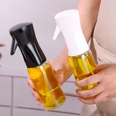 Cam yağ kabı 220 ml şeffaf yağ şişesi asılı olmayan yağ pres tipi yağ sprey şişesi yağ sprey şişesi boş yağ şişesi sıkma tipi - 5
