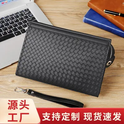 Men's Woven Pattern Clutch Bag, Business Casual Hand Wallet Envelope Bag - 3