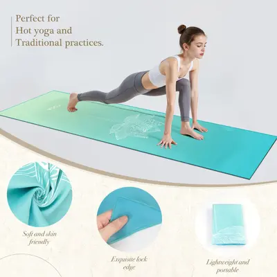 Non-Slip Yoga Mat Towel with Corner Straps, Quick-Dry - 5