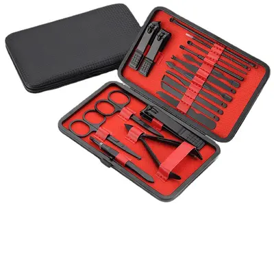 Siyah Ayna Tırnak Makası 18 parçalı Set Tırnak Makası Güzellik Manikür Araçları Tırnak Makası Pedikür Makas Seti