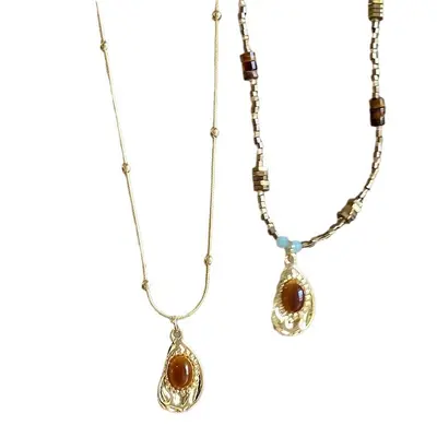 Women's Evil Eye Stone Beaded Necklace, Layered - 6