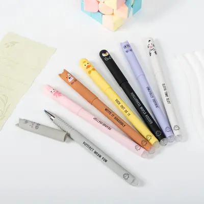 Erasable Gel Pen, Blue, Animal Pattern, for Students - 3