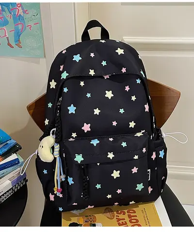 Star Pattern Backpack for Junior High Girls, Large Capacity - 13
