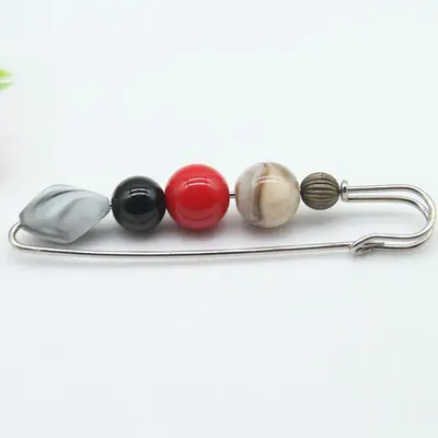 Large Imitation Stone and Pearl Brooch Pin, Silk Scarf Clip - 8