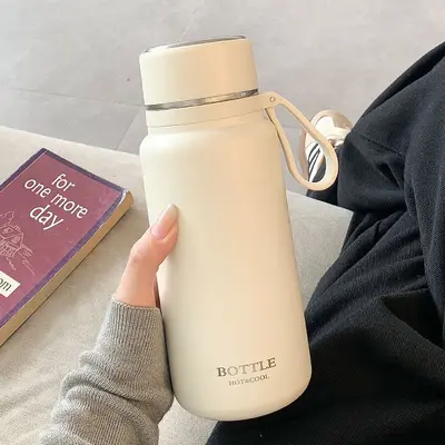 Stainless Steel Travel Thermos Cup with Tea Strainer, Portable Outdoor Bottle