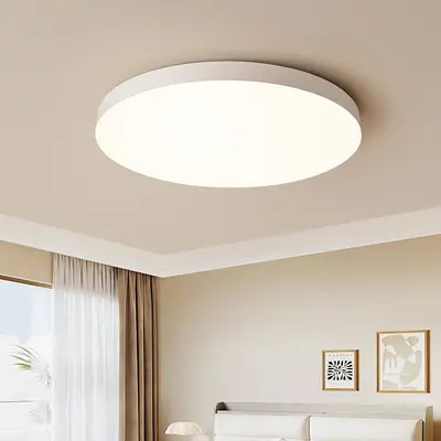 Vintage-Style Bedroom Ceiling Light, Walnut Wood, Ultra-Thin Round LED Fixture 125L