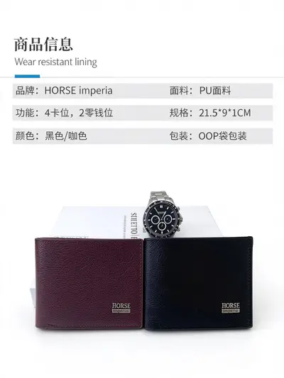 Men's Leather Wallet with Passport Holder, Coin Pocket and Multi-Card Slots - 3
