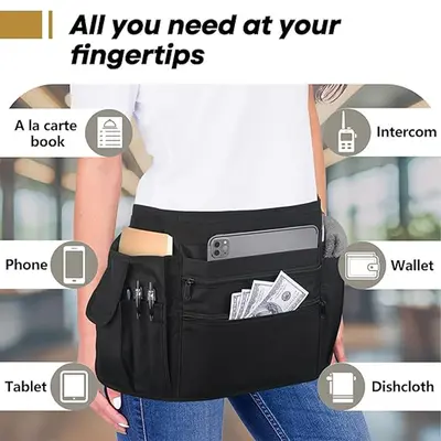 Multi-purpose skirt storage tool bag, multi-pocket, for restaurant, tea, beverage, garden, cleaning service waist bag with fixed logo