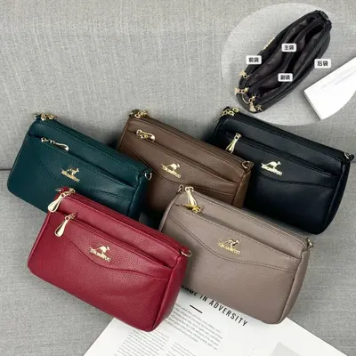 PU Women's Bag Large Capacity Multi-Layer Crossbody Bag Shoulder Bag Versatile Patchwork Bag