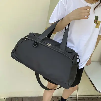 跨境新款大容量健身包独立鞋仓可套拉杆行李包便携短途收纳旅行包