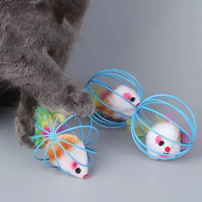 Plush Colorful Mouse Cat Toy, Self-Play - 4