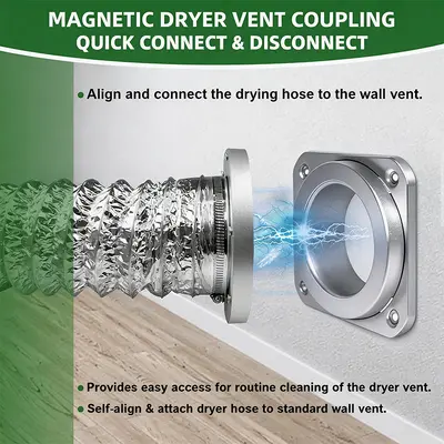 Magnetic Dryer Vent Ventilation Dryer Kit Quick Connect Exhaust Connector DV 180 Degree 4 Inch Duct