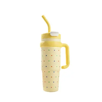 Dev 316 Paslanmaz Çelik Termos Pipetli Bardak Soğuk Su Şişesi Araç İçi Kahve Bardağı - 6