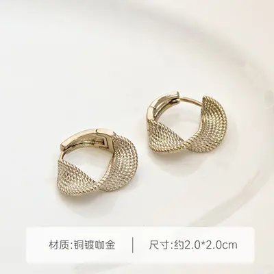 韩系简约咖啡金锆石耳钉耳扣小众轻奢精致冷淡风耳饰时尚气质耳环 - 12