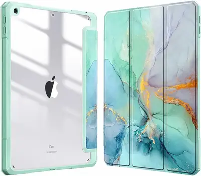 Protective Case for iPad 11, 10.2 Inch with Pen Slot, Acrylic Painted Leather Cover - 8
