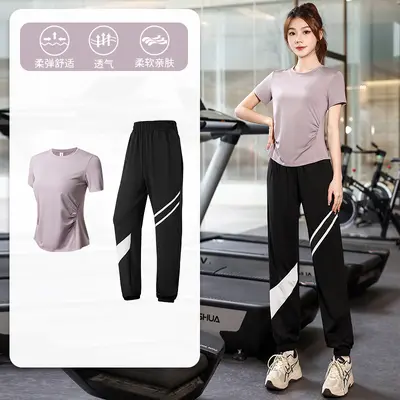 Women's Quick-Dry Yoga Set with Loose Mesh Cover-Up - 8