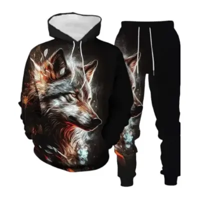 Herren-Hoodie-Set mit Tierdruck, Frühling und Herbst, europäischer Stil