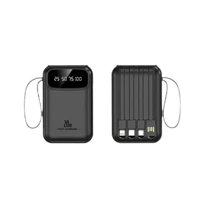Cross-border Power Bank 20000mAh Compact Portable Built-in Cable High-Capacity Mobile Power Supply Gift Custom Logo