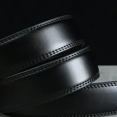 Kopflose Ledergürtel 3,0 Breite Herrenleder ohne Kopf automatische Schnalle reines Rindsleder Hosen Ledergürtel Trend ohne Schnalle kopflos - 3