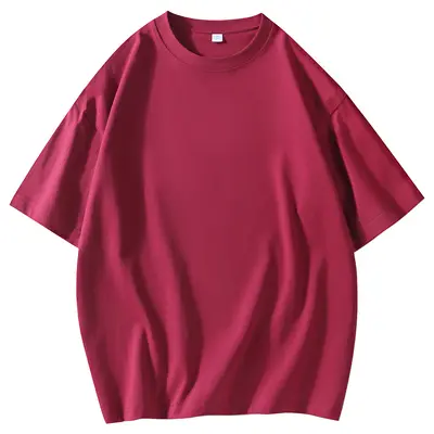 24 Pcs 190g Loose Fit Round Neck Short Sleeve Solid Color T-Shirt - 5
