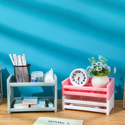 Plastic double-layer bathroom and kitchen storage shelf