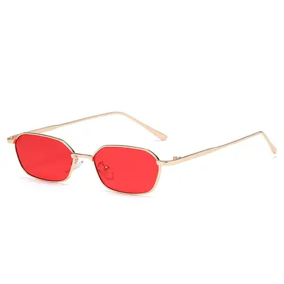 Small-Frame Polygon Metal Sunglasses, Unisex, Ocean Lens - 9