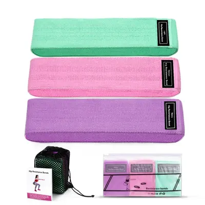 Yoga Resistance Band Set, Polyester-Cotton Woven Glute Loop, Squat Fitness Loops - 7
