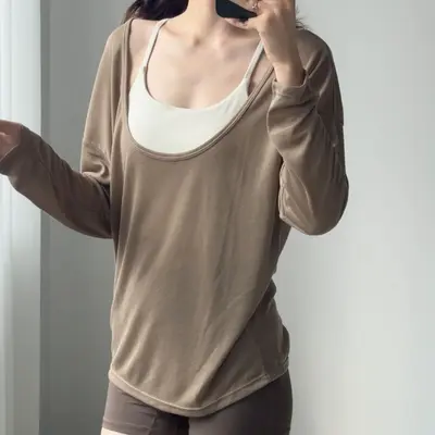 Damen-Langarm-Yoga-Überwurf, Plus Size, Herbst - 7
