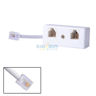 American Telephone Line One-to-Two Adapter, 6P4C RJ11 RJ14 Cable