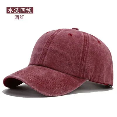 Euro-American Cross-Border Water-Washed Four-Seam Vintage Baseball Cap Distressed Denim Duck Bill Cap Hot-Selling Plain Cap Custom Logo - 13