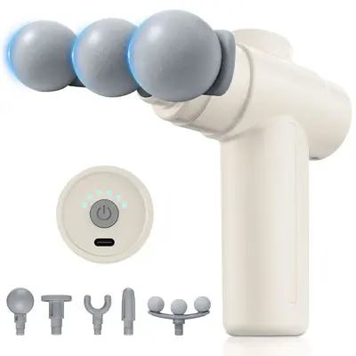 Mini Fascia Gun Multi-Head Electric Massager LCD Display - 7
