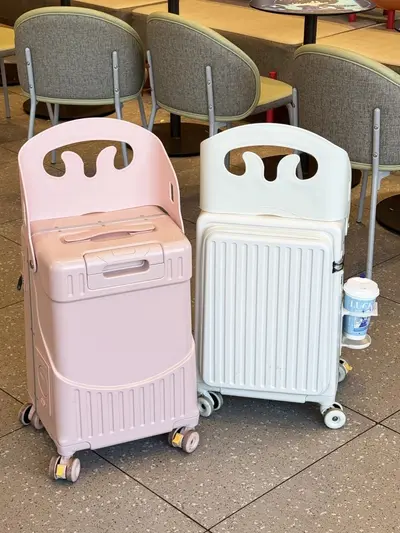 22 Inch Kids' Rolling Suitcase with Ride-On Seat for Parent and Child Travel - 4