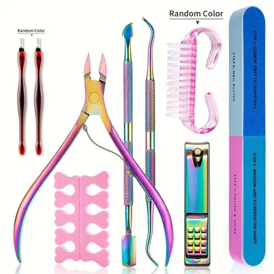 Stainless steel titanium nail care set, multi-piece - 7