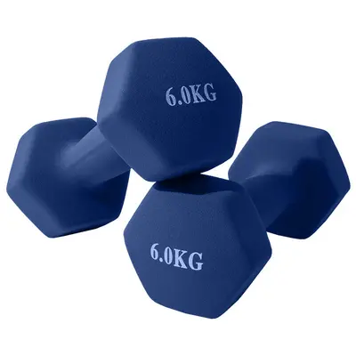 Hexagonal dumbbell set, cast iron, solid construction - 12