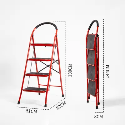 Folding Telescopic Indoor A-Frame Ladder, Alloy, Portable - 13
