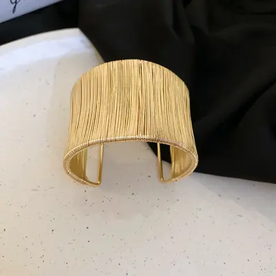 冷淡风简约金属格纹手镯欧美跨境新款手环小众时尚高级感手饰批发