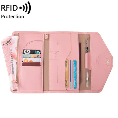 RFID pasaport cüzdanı, üç katlı, deri, seyahat için - 9