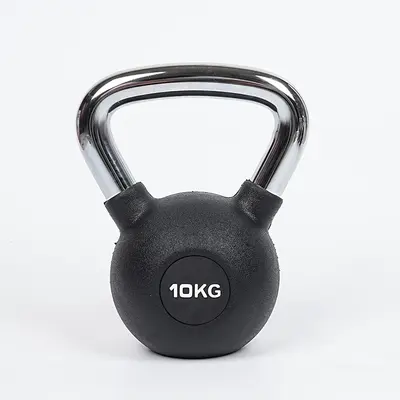 Schwarze gummierte Kettlebell, 4/8/10/16/24 KG, mit Griff - 10