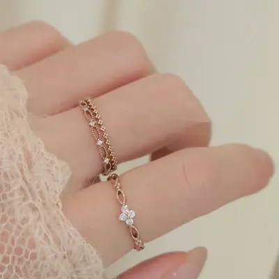Vintage Kaffeegold-Ring mit durchbrochenen feinen Ringen, offen
