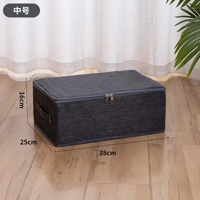 家用布艺带盖衣柜收纳百纳箱可折叠大容量天山棉麻衣服收纳盒批发 - 13