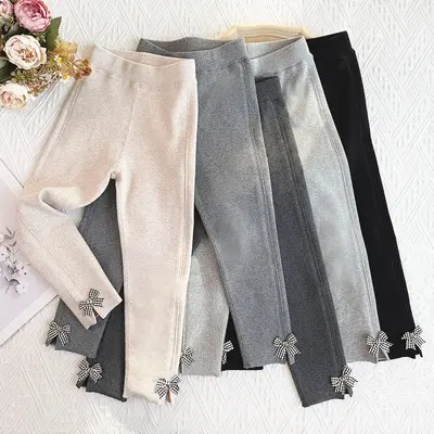 Mädchen-Leggings Herbst/Winter, elastisch, dünner Fleece