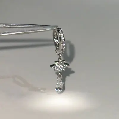 Stern-Zirkonia-Ohrringe mit funkelndem Wassertropfen-Design - 7