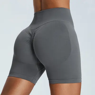 Seamless yüksek bel yoga şortu, hızlı kuruyan, kalça kaldırıcı - 13
