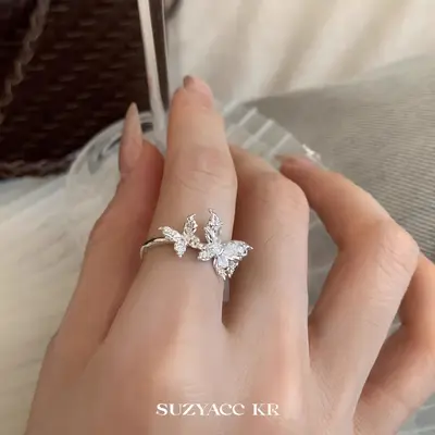 Zirkonyum kelebek yüzük, açık ağız, çok amaçlı tasarım
