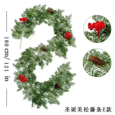 Christmas Garland Party Decoration, 2 m Artificial Pine Needle Greenery - 11